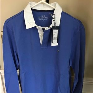 Vineyard vines solid long sleeve rugby shirt small